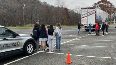  Radford High School sophomores learn about on-the-road safety from Virginia Tech Transportation Institute’s “Sharing the Road” program. 
