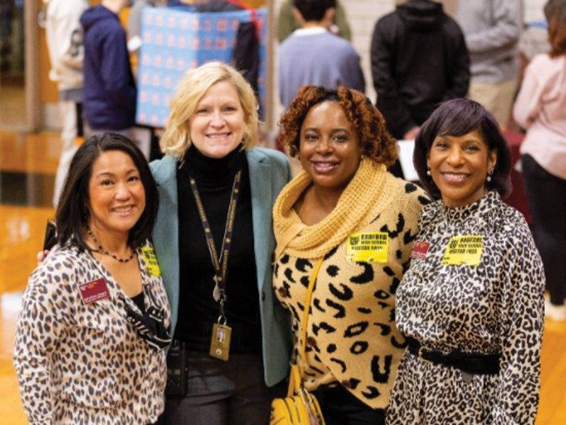 Pictured left to right: CAC's Mary Grace Campos, RHS Principal Tara Grant, Virginia Tech Career and Professional Development’s Joy Capers, and CAC’s Karen Eley Sanders enjoy hosting the event.