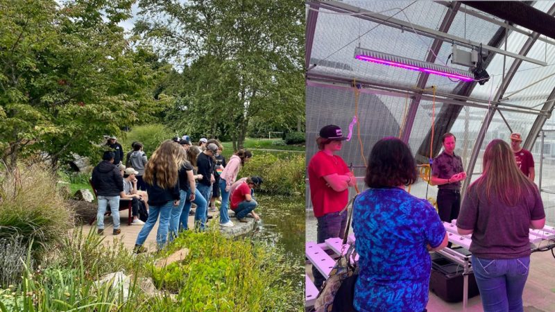 FCHS students participating in the design challenge developed by the Landscape Architecture faculty and touring the greenhouses and Hahn Horticulture Garden. 