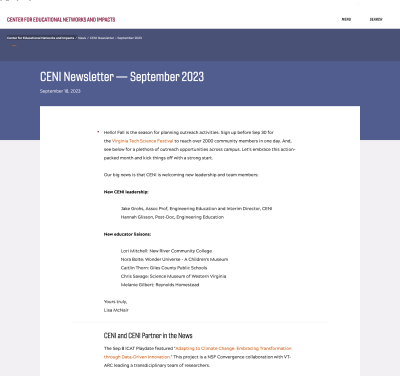 CENI Newsletter — September 2023