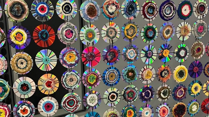 Mixtapestry woven CDs at the Moss Arts Center
