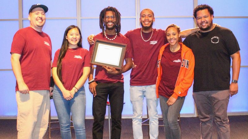 Virginia Tech Digging in the Crates (VTDITC) team pictured left to right: Craig Arthur, Co-Founder and Chair, University Libraries; Jasmine Weiss '21, former Community Engagement Fellow, Sociology/ Africana Studies, now a graduate student at University of Pennsylvania; Dakotah Hamilton, Community Engagement Fellow, senior, Philosophy DeRay Manning, Community Engagement Fellow, junior, Management; Bryce Daniels, Community Engagement Fellow, senior, Multimedia Journalism; Dr. Freddy Paige, Co-Founder, Civil and Environmental Engineering